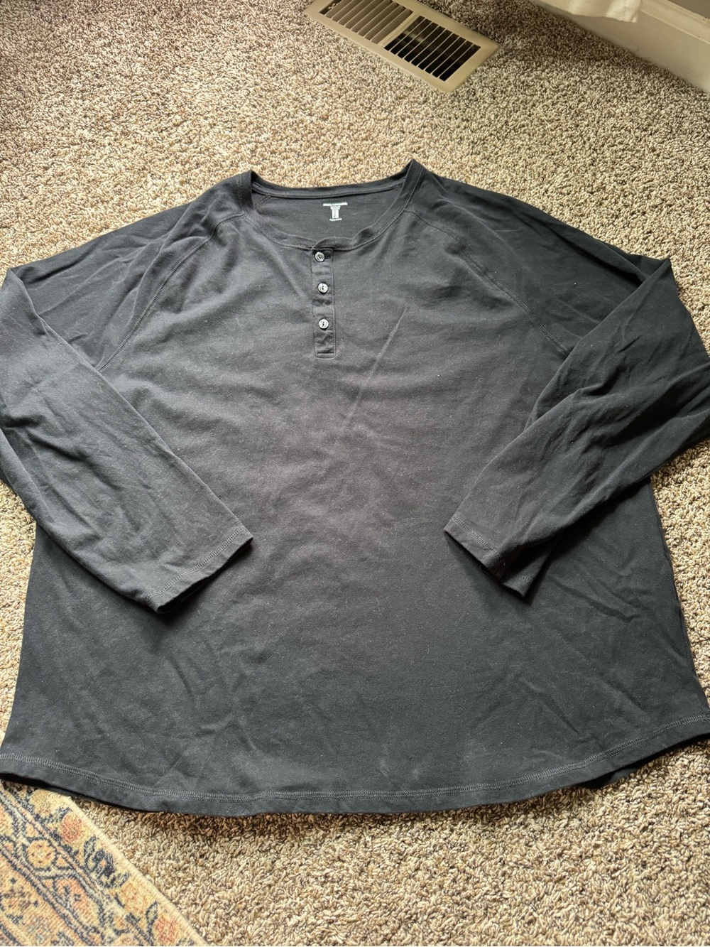 Amazon Essentials Black Long-Sleeve Henley Shirt